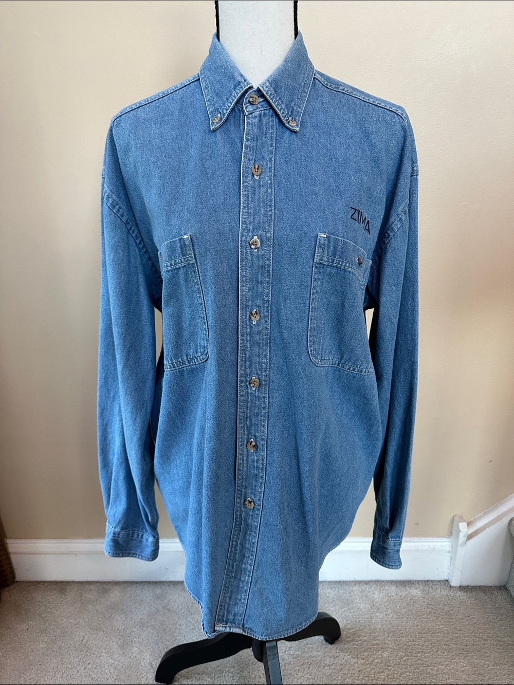 Indigo Blue Denim Zima Button Down Shirt